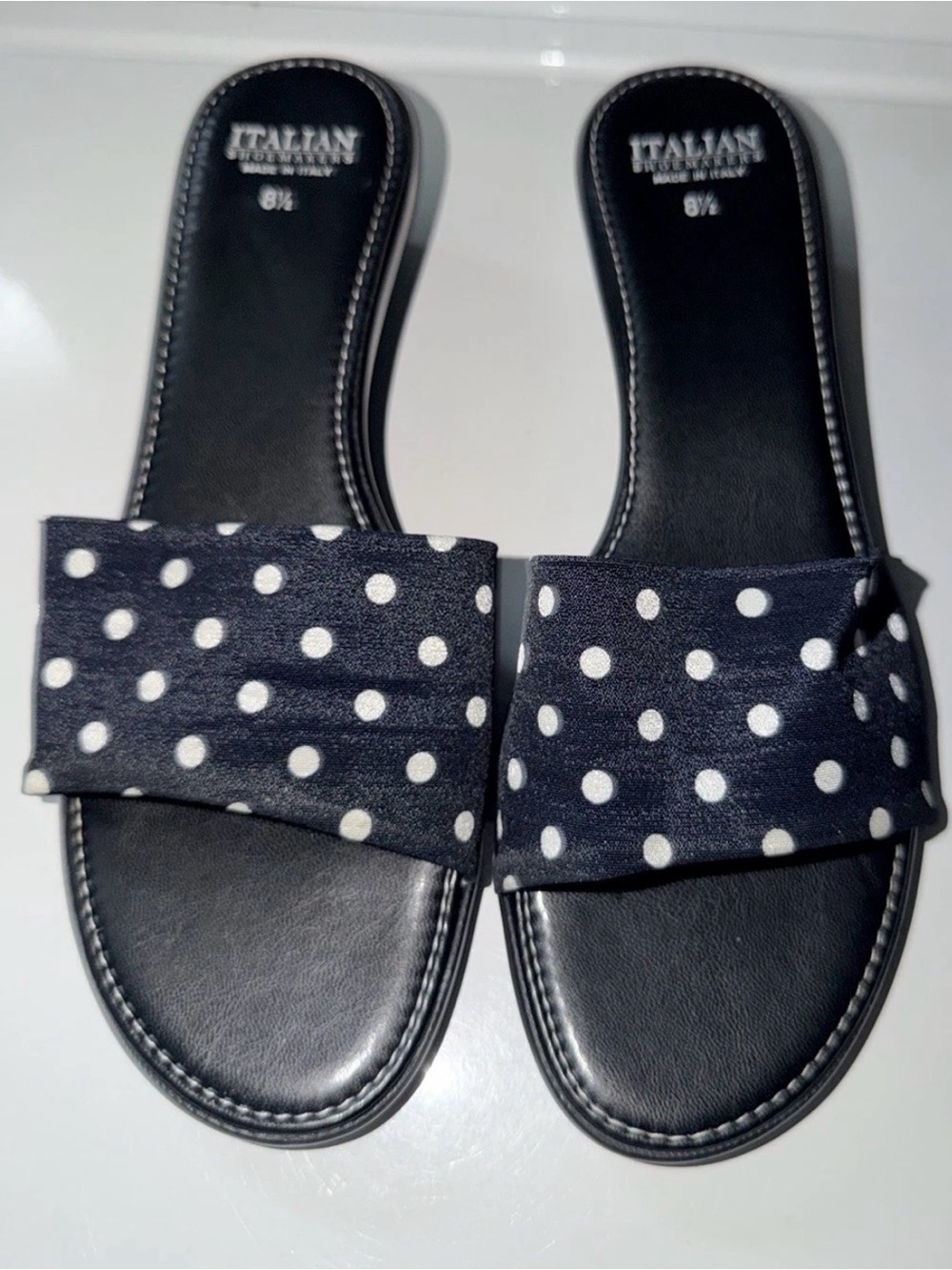 Italian Shoemakers Polka Dot Slide Sandals